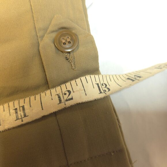 Hart Schaffner Marx Mens 38x32 Beige Super 100s Wool Pleated Cuffed Dress Pants - Picture 7 of 8
